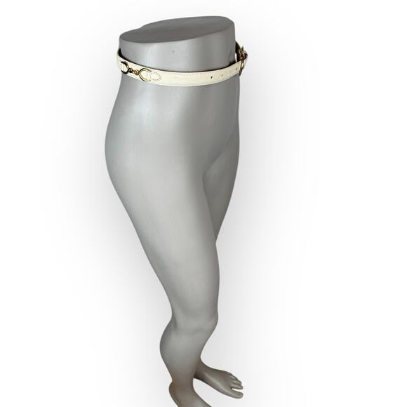 Vintage Ivory and Gold Genuine Leather Belt Size Small - Picture 3 of 10